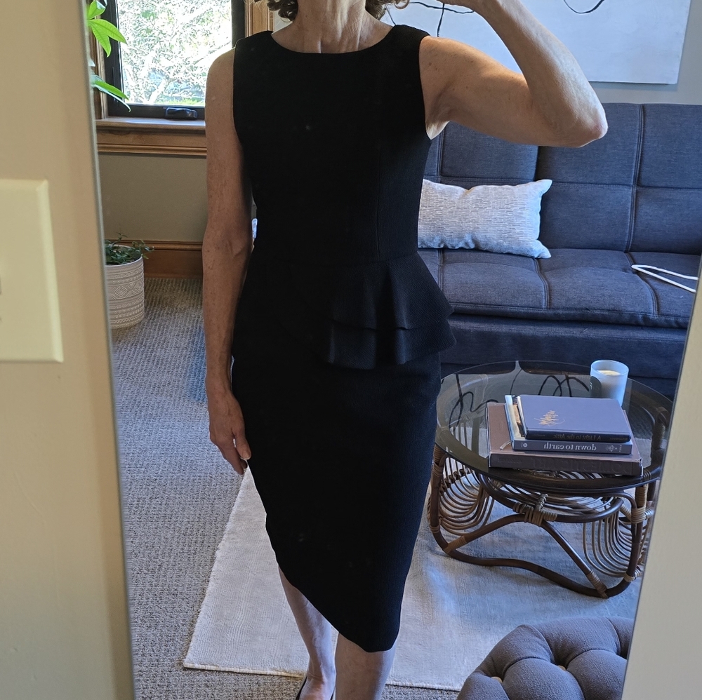 Badgley Mischka Black Sleeveless Peplum Dress | Size 2